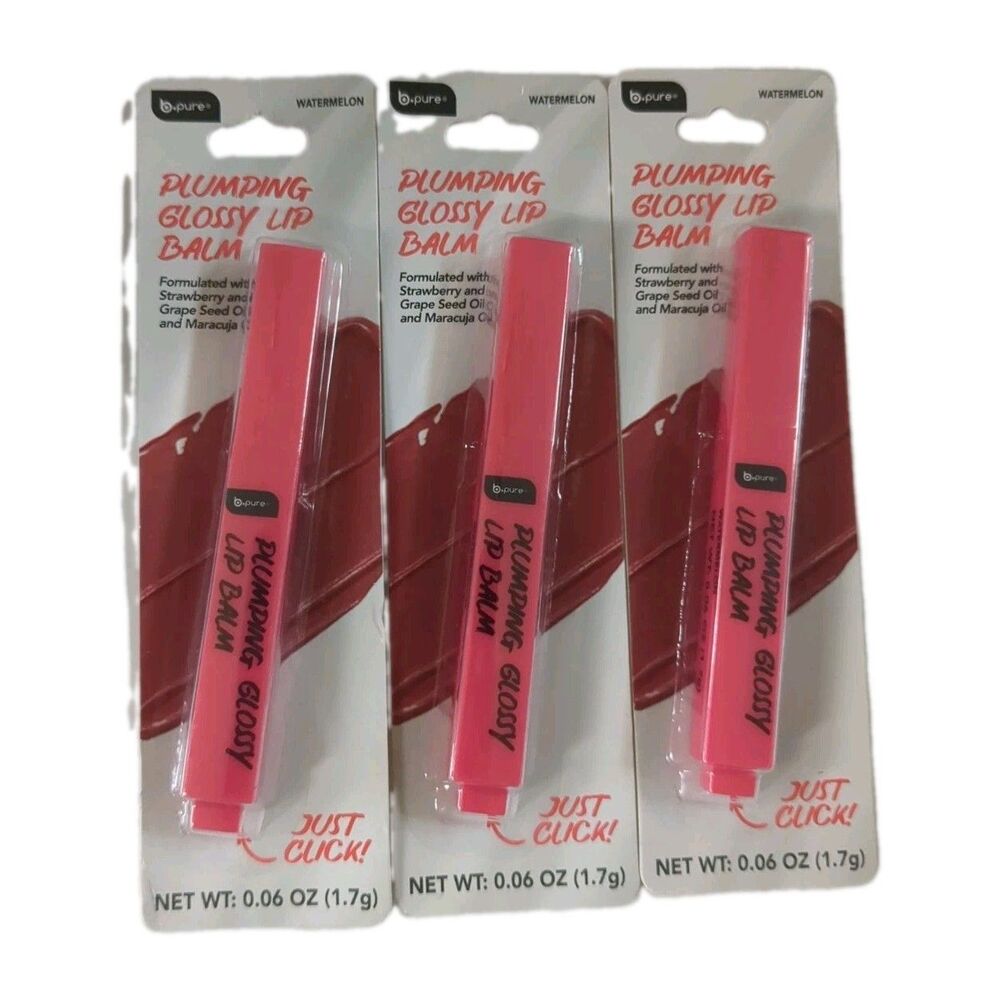 B-Pure Plumping Glossy Lip Balm - Watermelon (Set of 3) - New in Package